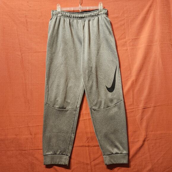 Nike Men's L Therma Fleece Swoosh Training Pants Gray Black Gym Running Sweats - Picture 1 of 7
